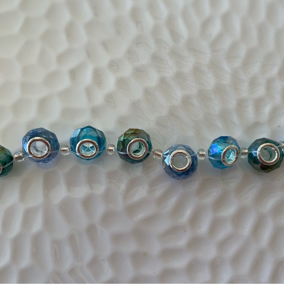 Mixed Blue Multi Faceted Glass Bead Rondelles for Jewelry Craft Making - Picture 7 of 7